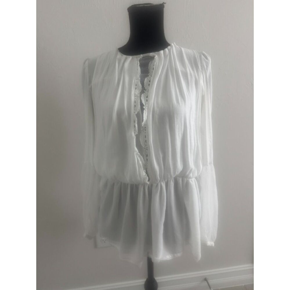 Free People The Soul Serene Flowy Blouse, Off White, XS.